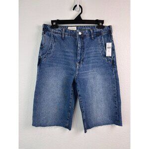 Pilcro Anthropologie women's 29 high rise denim shorts long length‎ cutoff